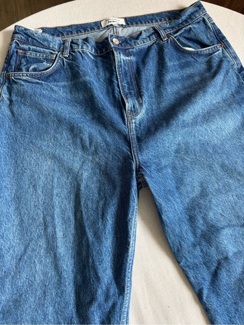 Reformation Abby High Rise Straight Leg Jeans Medium Wash Size 33 - Picture 7 of 12